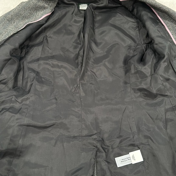 Vintage J.Crew Herringbone 100% Wool Blazer Black White size 6 - Picture 4 of 8